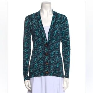 Tory Burch Printed Wool Cardigan Sweater